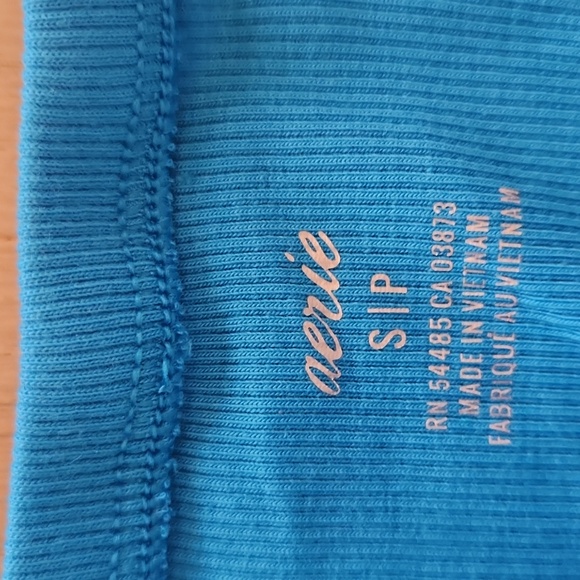 NWT Aerie Womens Beachwalk Midi Skirt Ruched Ribbed Front Slit Blue Size S - Picture 3 of 6